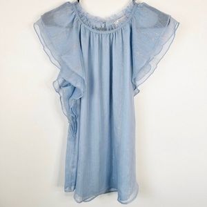 Ann Taylor LOFT Shimmery Flutter Sleeve Top